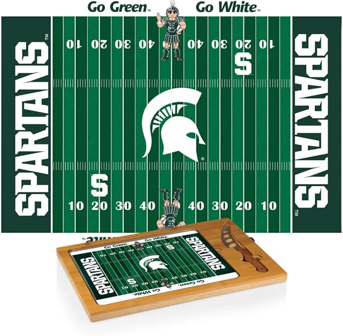 PICNIC TIME NCAA Icon Glass Top Cutting Board & Knife Set, Cheese Boards Charcuterie Boards, Serving Platter, (Parawood & Bamboo)