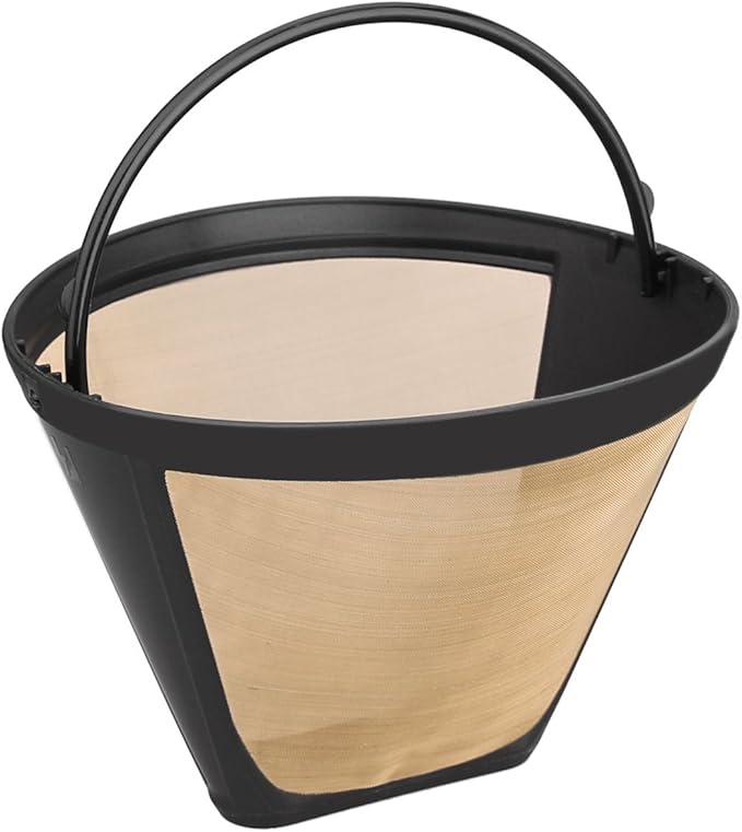 NRP Classic #4 Gold-tone Coffee Filter Universal for Cuisinart Coffeemaker 8-12 cup Cone shape with oval rim Permanent Filter