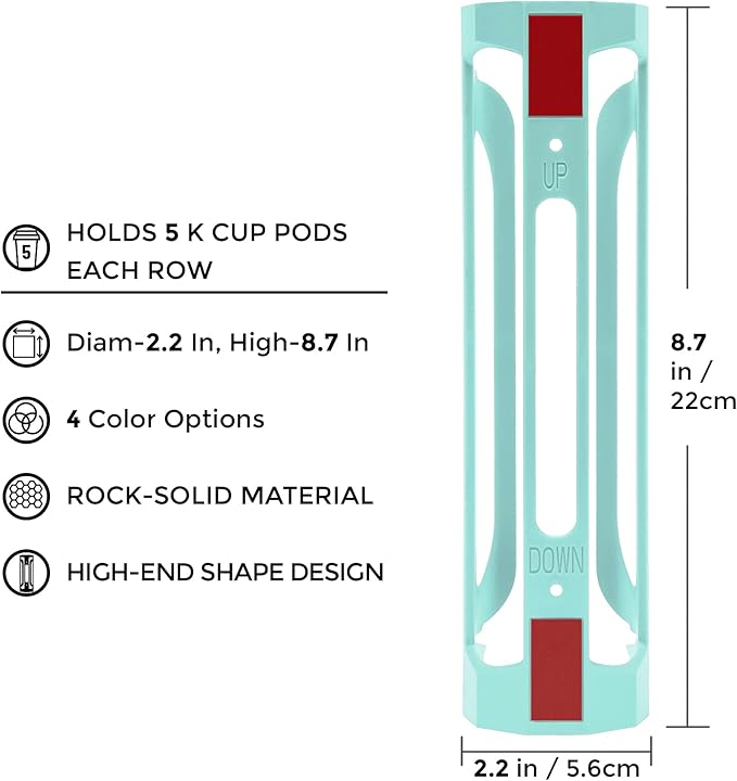 K Cup Holder for Keurig: Coffee Pod Holder for Counter Small Space - Kcup holders for Wall Mount (2, Oasis Blue)