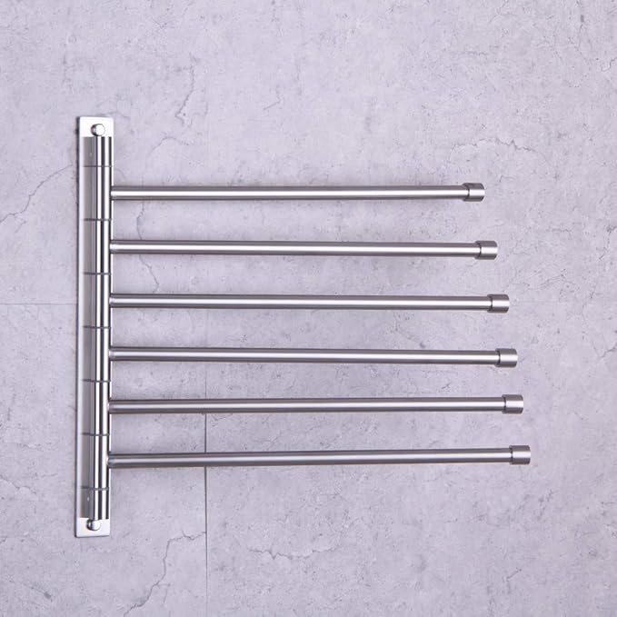 GERZWY Bathroom Swing Arm Towel Bars Wall Mount Bath Towel Rack with 6 Arms Hanger Towel Holder Organizer Brushed Stainless Steel HYG06-LS
