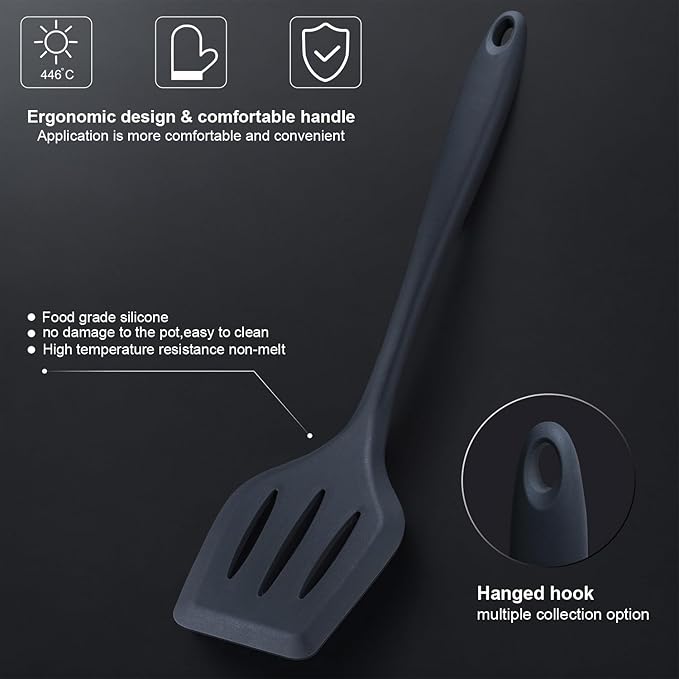 RAXCO Kitchen Set,7-Piece Cooking Utensils,5-Piece Kitchen Gadgets,6-Piece Knife set,Gray