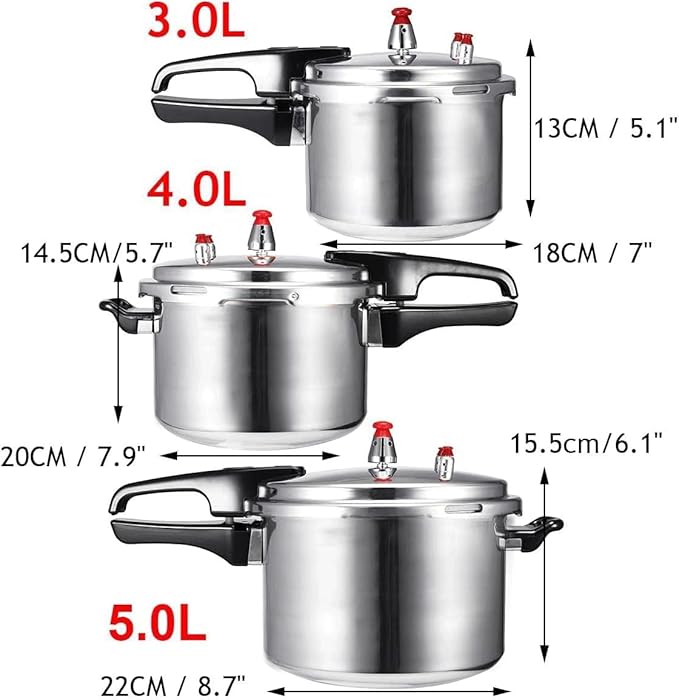 Electric Pressure Cooker, Kitchen Pressure Cooker Cookware 18/20/22cm Gas Stove/Open Fire Pressure Cooker Outdoor Camping Cook Tool Steamer,One Color-3L