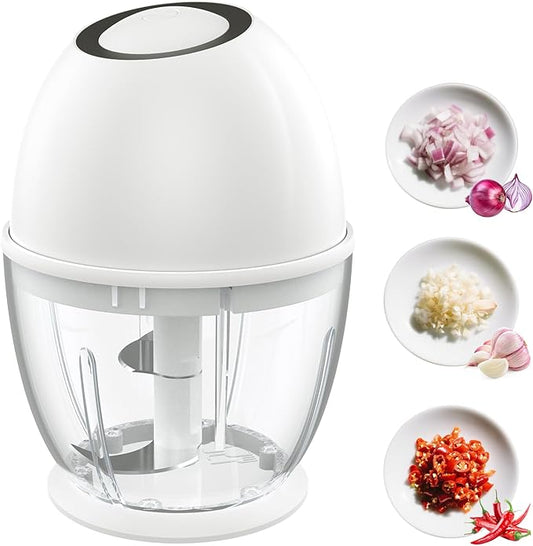 Portable Electric Garlic Chopper, 450ML Large Volume Cordless Mini Food Processor with USB Charging,304 Stainless Steel Sharp Blades,for Onion, Garlic, Ginger, Baby Food,Meat,Spices BPA-Free