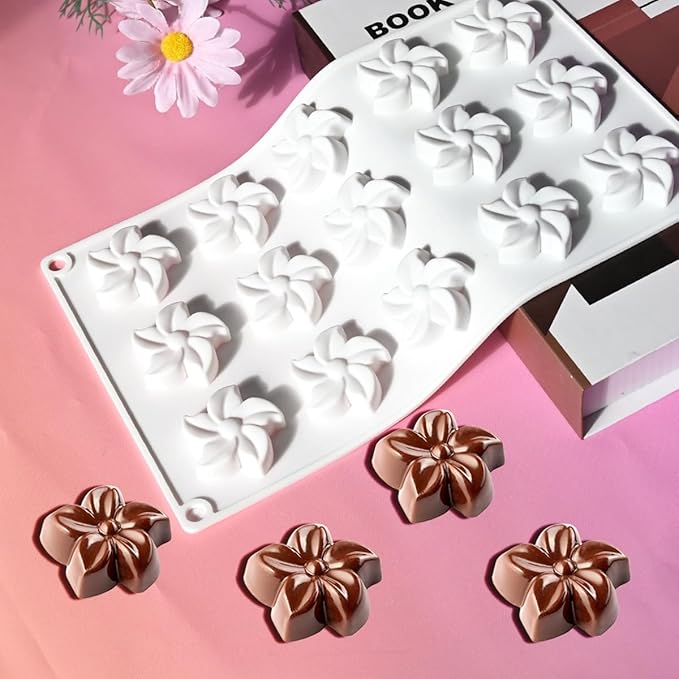 Chocolate Silicone Molds Flower Cake Baking Silicone Mold, Baking Moulds for Making Hot Chocolate, Jelly, Ice Cubes, Pudding, Mousse (E_ Flower)