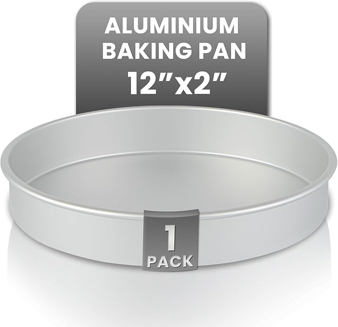 Restaurantware-Met Lux 12 x 2 Inch Straight-Sided Baking Tin, 1 Round Cake Pan - Oven-Ready, Freezable, Anodized Aluminum Round Baking Pan, Greaseproof, For Layer Birthday Cake