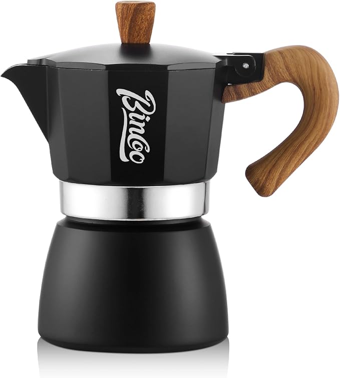 Espresso Maker Stovetop, Moka Pot 3 Cups, Espresso Pot Classic Italian Coffee Maker,Single Safety Valve (Black, 3 Cup)
