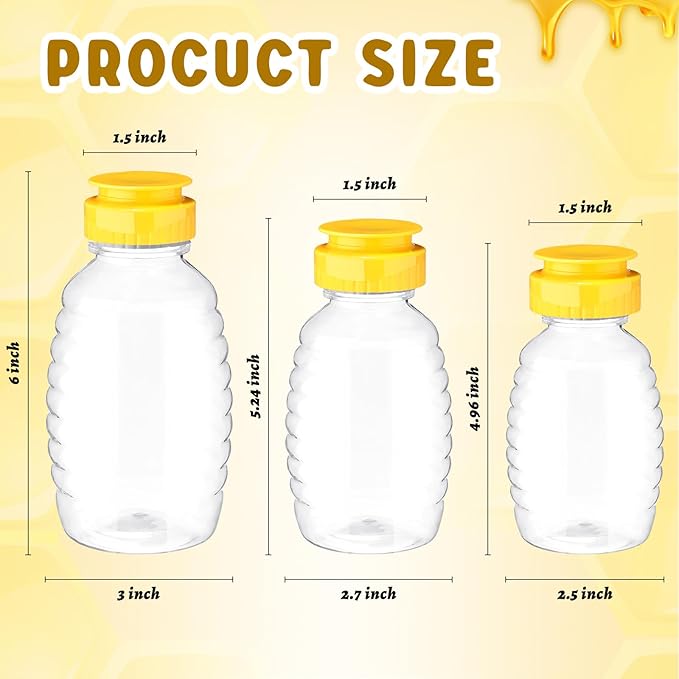 Nosiny 72 Pack 8 oz 12 oz 18 oz Honey Bottles Clear Plastic Squeeze Bottle Empty Refillable Jar Dispenser with Leak Proof Flip Caps Honey Containers for Storing and Dispensing