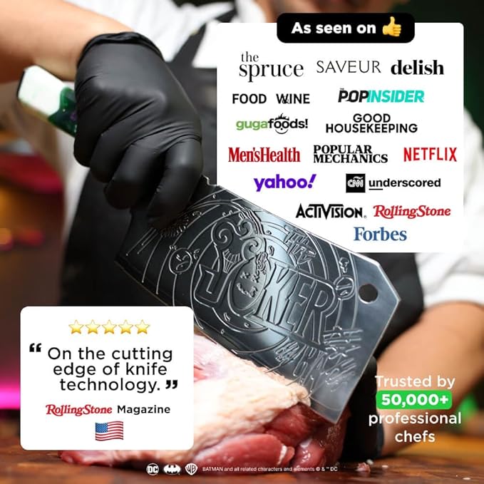 Dalstrong Professional Cleaver Knife - 7 inch - THE JOKER™ Edition Official License - 5 Layer 9CR18MOV Stainless Steel - Resin Handle - Chef's Cooking Blade - Collection Item - Knife Sheath