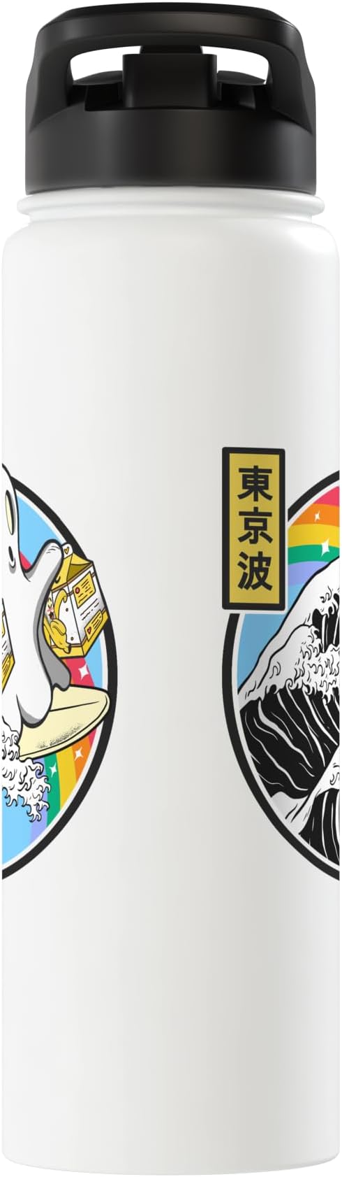 Surfing Ghost With Banana Milk Cartons Japan Wave Vaporwave Stainless Steel Insulated Water Bottle