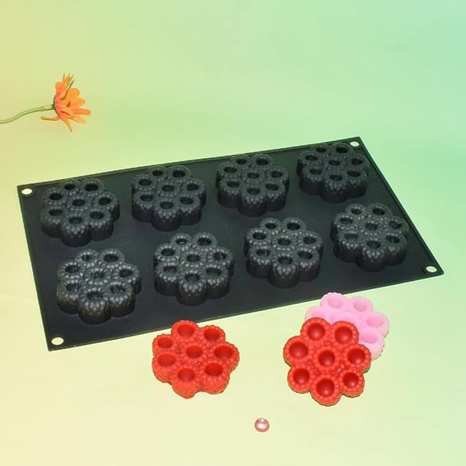 Cake Mold, Silicone Round Raspberry Molds for Mousse Cake, French Dessert, Candy, Soap, Resin Coaster, Non-Stick Baking Pan, Reusable Food Grade Silicone Mould (F_ Raspberry)