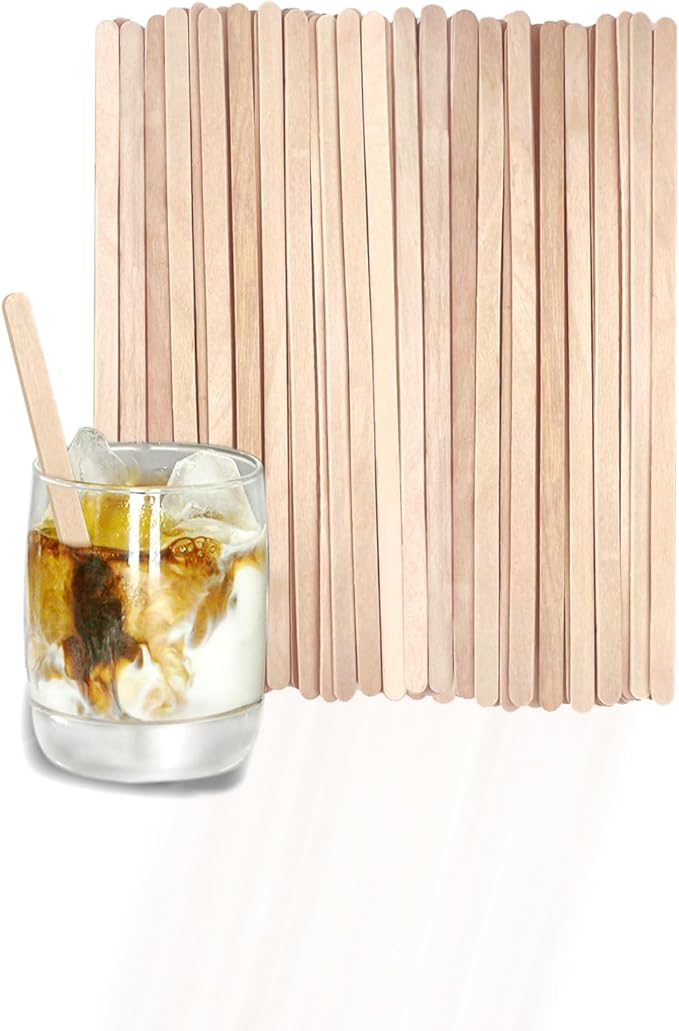 KTOJOY 110 Pack Birch Wood Coffee Stirrers, 7.5 Inch Sturdy Coffee Stir Sticks, Smooth Round Ends, Splinter-Free Disposable Stir Sticks for Coffee, Cocktails, Office, Home Use