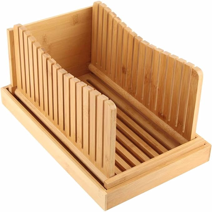 Bread, Homemad, Bread Loaf Slicing Guide with Crumb Tray, Foldable & Compact for Bread, Cakes and Bagels