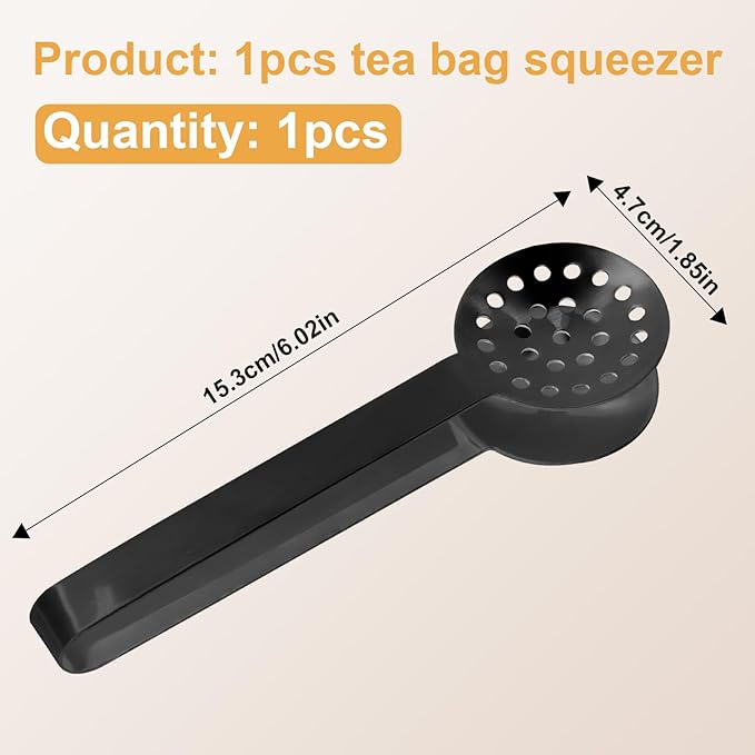Tea Bag Squeezer Tongs, Stainless Steel Teabag Strainer Dispenser Gripper Picker Accessories for Tea Drinkers Gifts(Black)