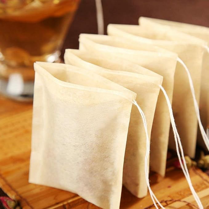 NEPAK 600 Pcs Disposable Tea Filter Bags for Loose Tea,Drawstring Empty Bag for Loose Leaf Tea,with 100% Natural Unbleached Paper(3.15 x 3.94 inch)
