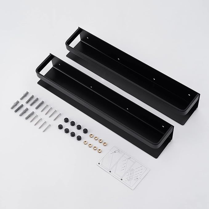KES Spice Rack Organizer Kitchen Spice Rack Seasoning Organizer 16 Inch Aluminum Spice Holder Wall Mount Anodized Black 2 Pack, KSR401S40-BK-P2