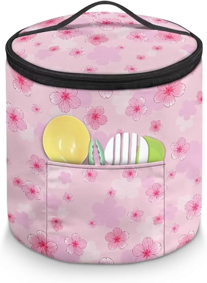 Peach Blossom Pressure Cooker Insulation Handbag Smooth Flat Surface Electric Pressure Cooker Storage Bag Enclosed Bottom