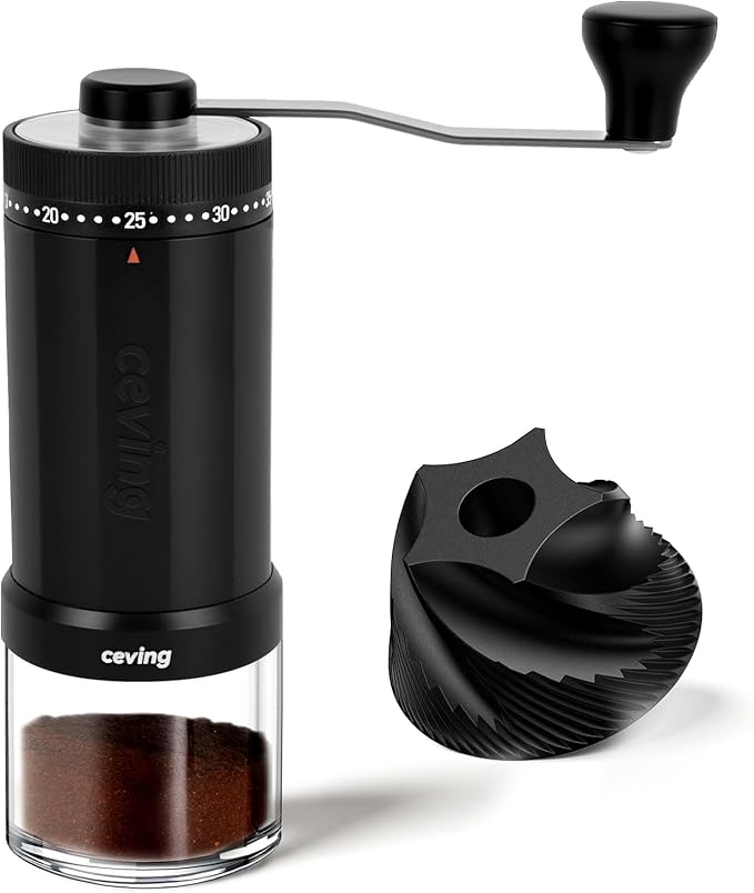 Original Creator of 60g Large Capacity Manual Coffee Grinder, Portable Hand Burr Mill with 40 Adjustable Settings, Ceramic Conical Burr for Espresso, Pour Over, Camping, Travel & Gift