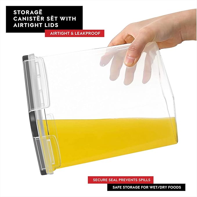 DWËLLZA KITCHEN 4 Pack Cereal Containers Storage - 17 oz Olive Oil Dispenser Bottle & 6 oz Glass Olive Oil Sprayer