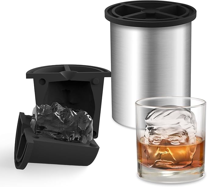 Clear Ice Cube Maker, 2" Clear Ice Ball Maker for Old Fashioned Whiskey lover, Bourbon, Whiskey, Cocktail Funny Gifts for Men on Birthday or Holiday, Easy-Release Stainless Steel Ice Mold(1Pack)