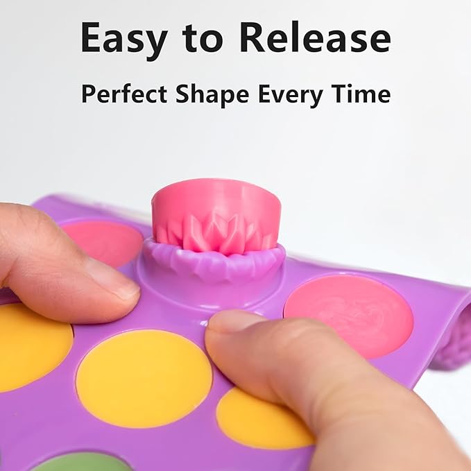 6 Pack Flower Shape Chocolate Candy Molds Silicone, Food-Grade Non-Stick Jelly & Baking Molds, Crayon Molds, BPA-Free, Including Heart, Rose, Tulip, Daisy, Sunflower, and Other Flowers (Multicolor)