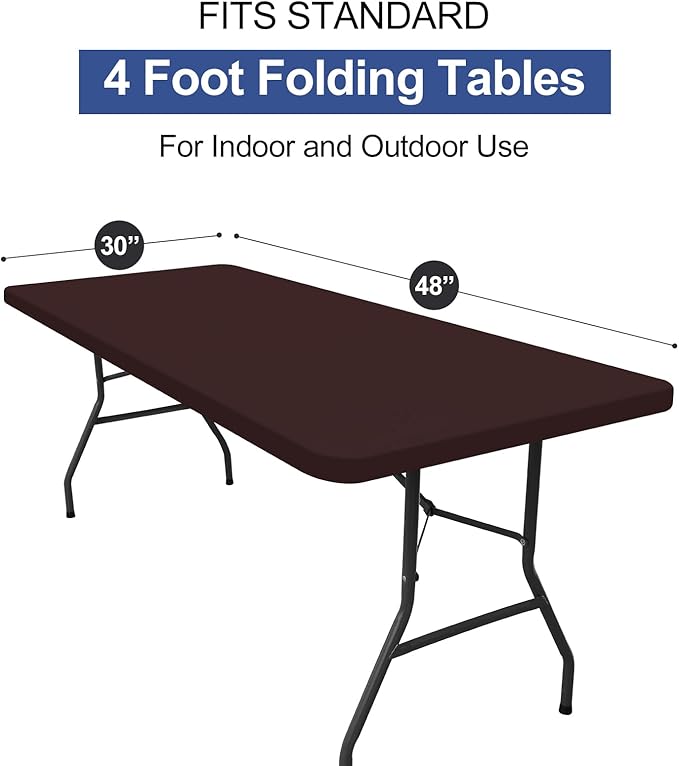 homing Rectangle Table Cloth Cover, Waterproof Polyester Elastic Fitted Tablecloth, Fits for 4 Foot Folding Tables, Washable Table Protector for Fall, Thanksgiving, Harvest Party (Coffee, 30" x 48")