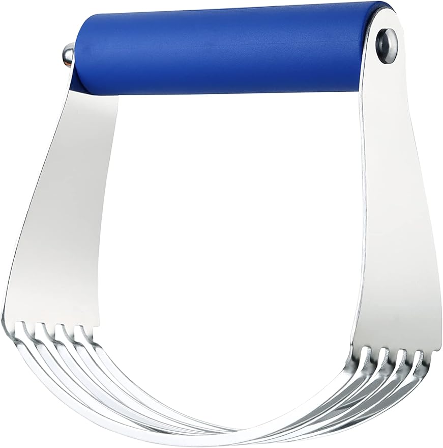 Spring Chef Large Dough Blender For Baking, Stainless Steel Puff Pastry Cutter Tool with Sharp & Thick Blades, Dishwasher Safe Dough Cutter Tool, Manual Pastry Blender for Easy Mixing - Sapphire