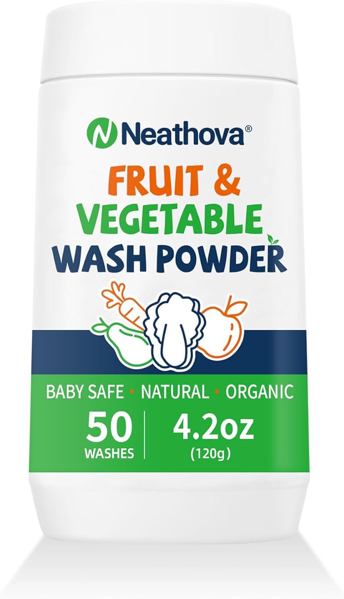 Fruit & Veggie Wash Powder, Natural Organic Produce Cleaner for Pesticides & Wax Removal, Baby Safe Eat Cleaner for Fruits & Vegetables, 50 Washes, 4.2oz (120g), Extra Matcha Powder & Tea Polyphenols