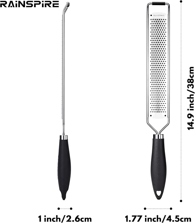 Upgraded Citrus Lemon Zester Grater, Easy Clean Dishwasher Safe, for Ginger Garlic Parmesan Cheese, 304 Stainless Steel Blade, Protect Cover, Baking Supplies, Black