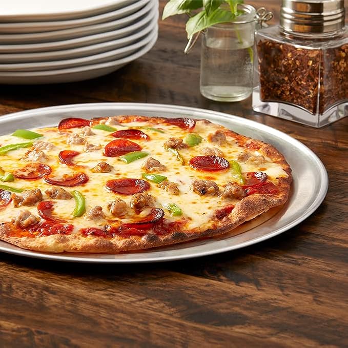 American Metalcraft TP12 TP Series 18-Gauge Aluminum Standard Weight Wide Rim Pizza Pan, 12-Inch