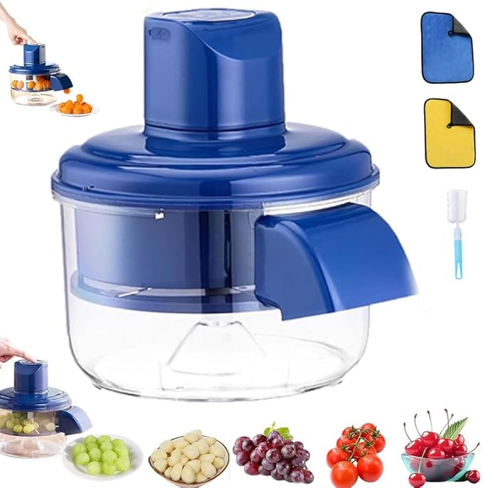 Grape Peeling Machine, Electric Garlic Peeler Machine, Automatic small fruit peeler, Rechargeable Home Kitchen Aid Peeler for Grapes, Garlic, Tomato, Cherry (Blue)