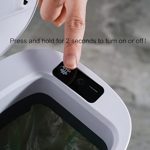 Sooyee 14 Liter Automatic Trash Can with lid,3.6 Gallon Touchless Trash Can or Kick,Garbage Cans for Kitchen,Bathroom,Office,Bedroom,Living Room,White