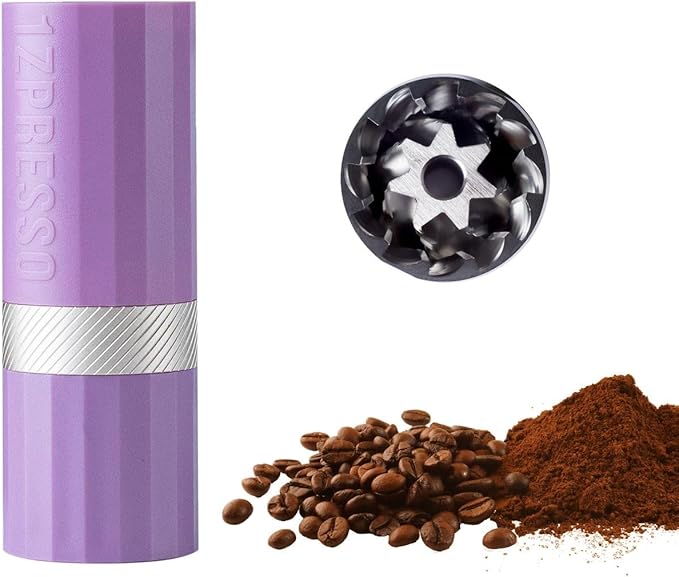 1Zpresso Q Air Manual Coffee Grinder-Purple, Mini Slim Travel Sized Fits in the plunger, Stainless Steel Conical Burr, Numerical Adjustable Setting for Pour Over French Press Cold Brew
