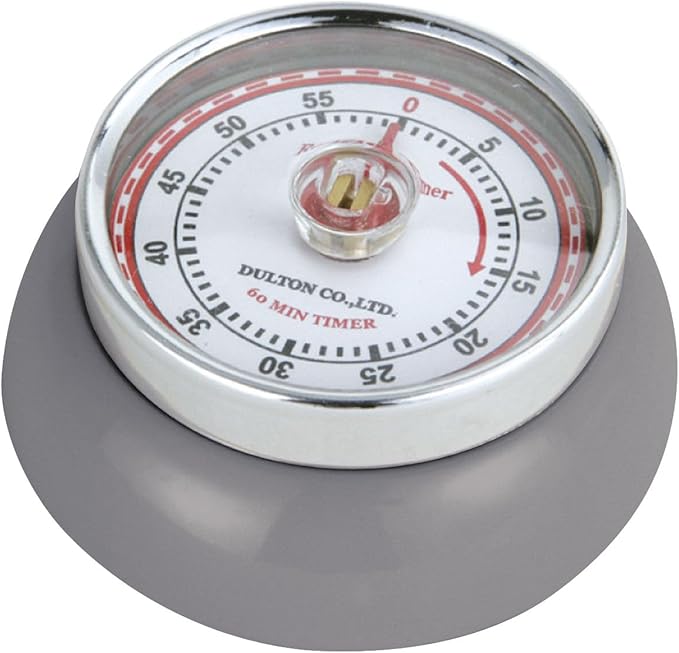 Zassenhaus Magnetic Retro 60 Minute Kitchen Timer, 2.75-Inch, Cool Gray