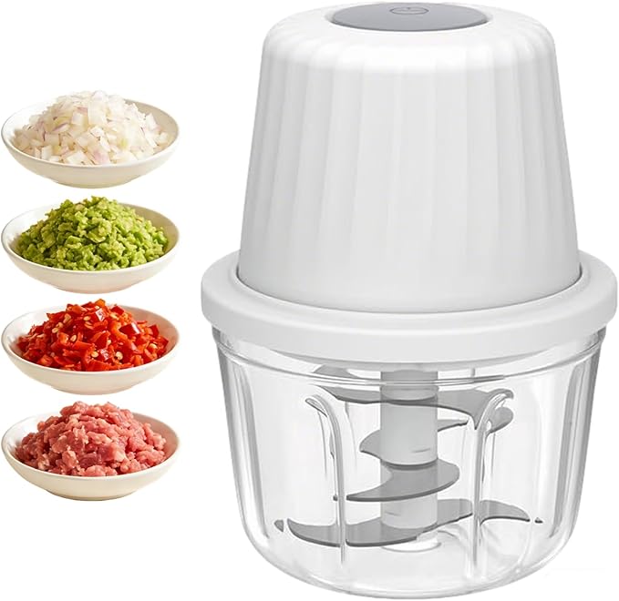 6-Blade Wireless Electric Garlic Chopper, Garlic Grinder, Small Food Processor with 400ml Cup, USB Charging, Cordless Portable for Garlic, Onion, Vegetables