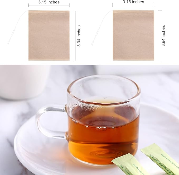 400 Pack Disposable Drawstring Tea Filter Bags Safe & Natural Unbleached Paper Tea Infuser Drawstring Empty Bag for Loose Leaf Tea (8 x 10cm, Natual Color)