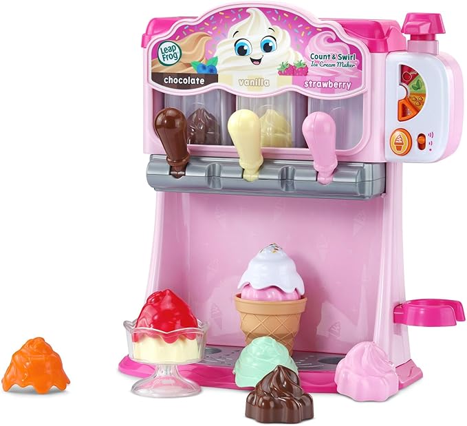 LeapFrog Count and Swirl Ice Cream Maker Playset for Kids Ages 2 Years and up, Pink
