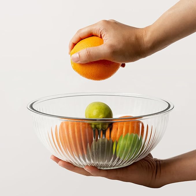 Freshmage Glass Mixing Bowls with Lids Sets, 4 Packs Glass Bowls with Lids for Kitchen Baking, Meal Prepping and Salad, Bpa Free and Dishwasher Safe Serving Bowls, 0.2/0.5/1.1/2.1