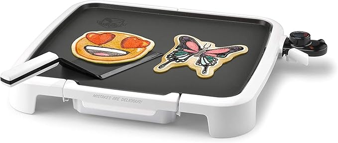 DANCAKES Pancake Art Electric Griddle Kit - Nonstick Griddle with Even-Heat Technology - Includes Batter Pens, Spatula & Pancake Art Guide - 15.5" x 14" Surface