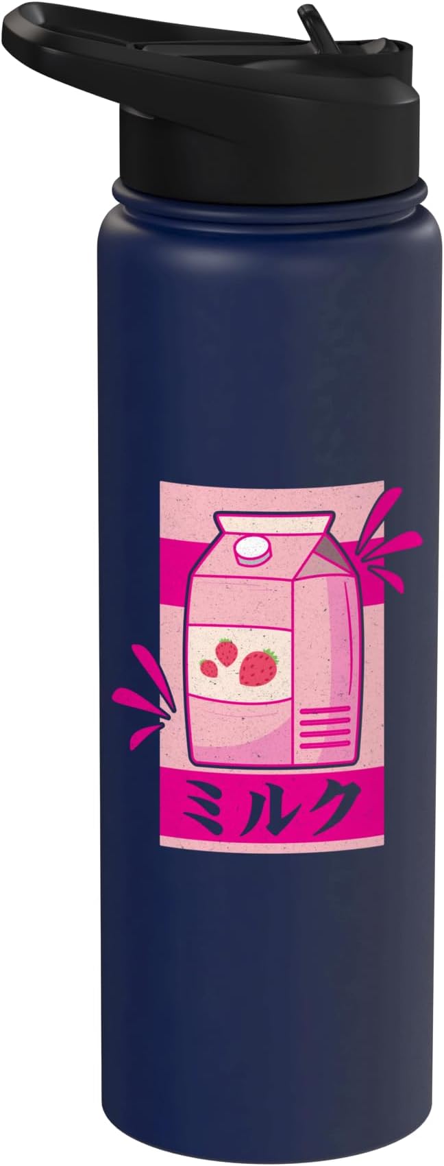 Funny Kawaii Japanese Strawberry Milk Shake Carton Milkshake Stainless Steel Insulated Water Bottle