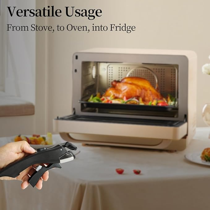 Removable Pot Handle, Universal Pan Handle, Replacement for Pots and Pans, Fits All Cookware, Includes Spoon Rest, Durable & Heat-Resistant, Black