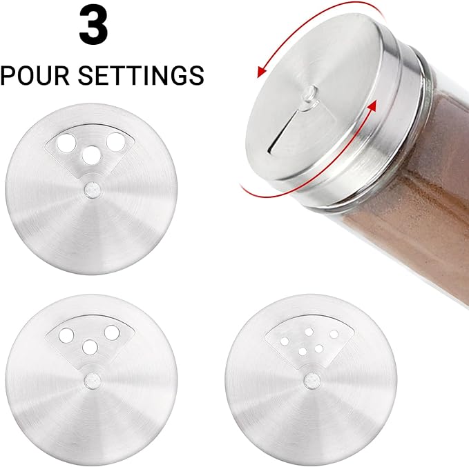 Segarty Spice Jars, 6 Pack 3 oz Spice Bottles with Shaker Lids, Glass Empty Storage Containers with Adjustable Stainless Steel Flow Top for Your Regularly Used Spices