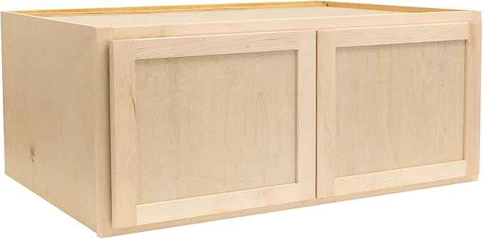 Quicklock RTA (Ready-to-Assemble) 42" Tall Wall Kitchen Cabinets - Shaker Style | 100% Hardwood | Made in America | Soft Close Hardware (Raw Maple, 12" D x 36" W x 24" H)