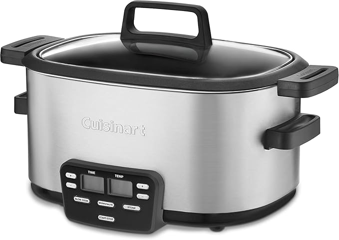 Cuisinart MSC-600 3-In-1 Cook Central 6-Quart Multi-Cooker: Slow Cooker, Brown/Saute, Steamer & CPT-160 Metal Classic 2-Slice Toaster, Brushed Stainless