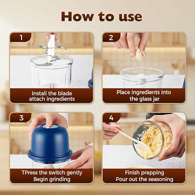 2026 New Electric Garlic Chopper,Vegetable Food Chopper,Mini Food Processor,Portable Rechargeable Cordless Chopper for Onion,Chili,Ginger,Nuts,Meat & Fruits 350ml (White)