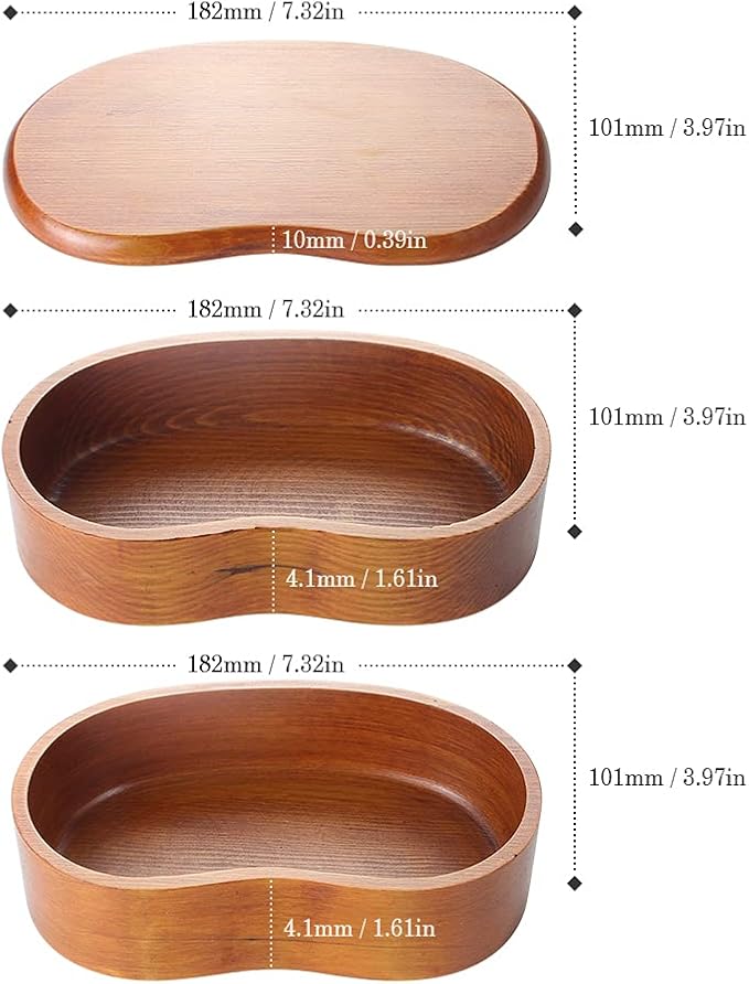 AOOSY Japanese Bento Box, Lunch Boxes, Japanese Double Layer Natural Wooden Bento Boxes Lunch Box For Adult Picnicking Office Hiking Camping