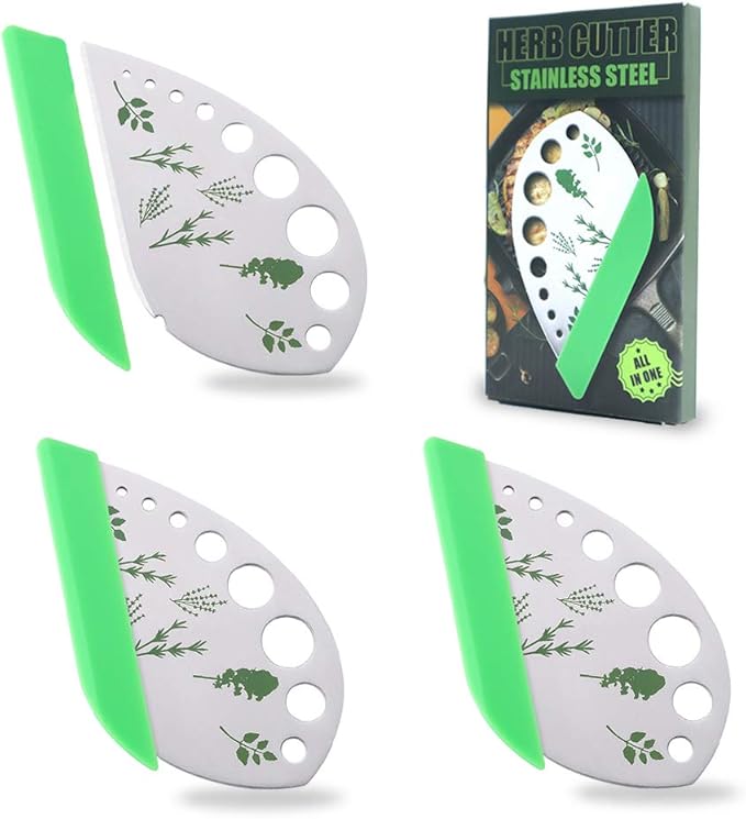 3 Pack Stainless Steel Herb Cutter Stripper, 9 Holes Kitchen Leaf Herb Stripper, 2 in 1 Design Herb Stripper Tool, Herb Leaf Stripping Tool Metal Herb Pealer Remover