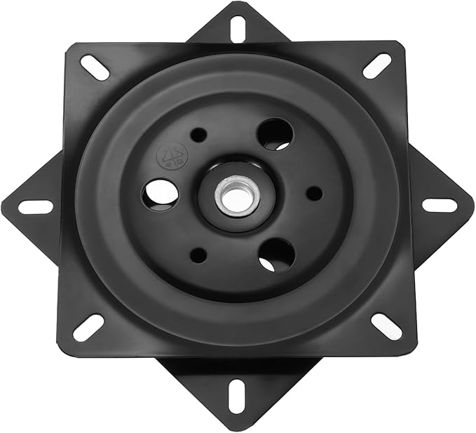 uxcell 6" Bar Stool Swivel Replacement, 360° Rotation Lazy Susan Turntable, Square Semi-Ball Bearing Seat Swivel Base Mount Plate for Recliner Chair or Table, Black (150x1.5mm)