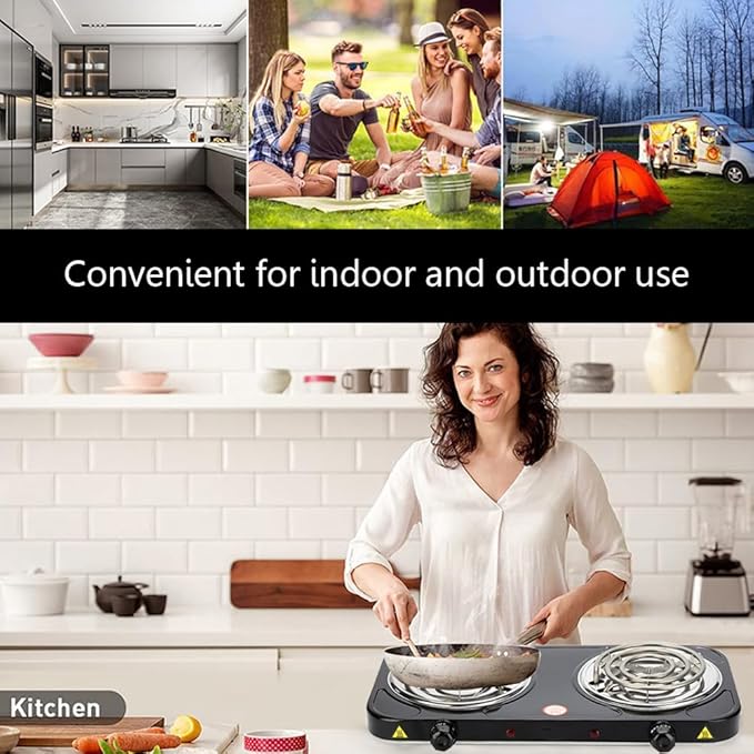 Compact and Portable Countertop Burner- Countertop Single Coiled Burner 1000 Watts Electric Hot Plate Temperature Controls Black