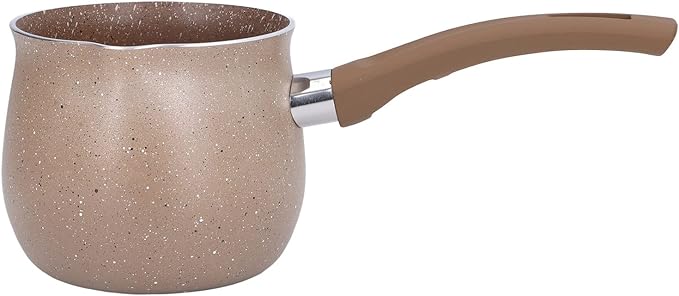 Single Handle Coffee, Pot Mini Milk Pan Aluminum turkish coffee pot Warmer Boiling Alloy Non Stick Anti Scalding for CookingBrown (Brown)