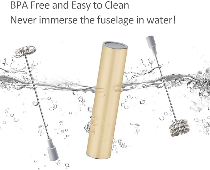 Electric Milk Frother Handheld,Travel Coffee Drink Mixer Batteries Included, 304 Stainless Steel Whisk for latte Cappuccino,Bulletproof Coffee Hot Chocolate,Egg-Beige